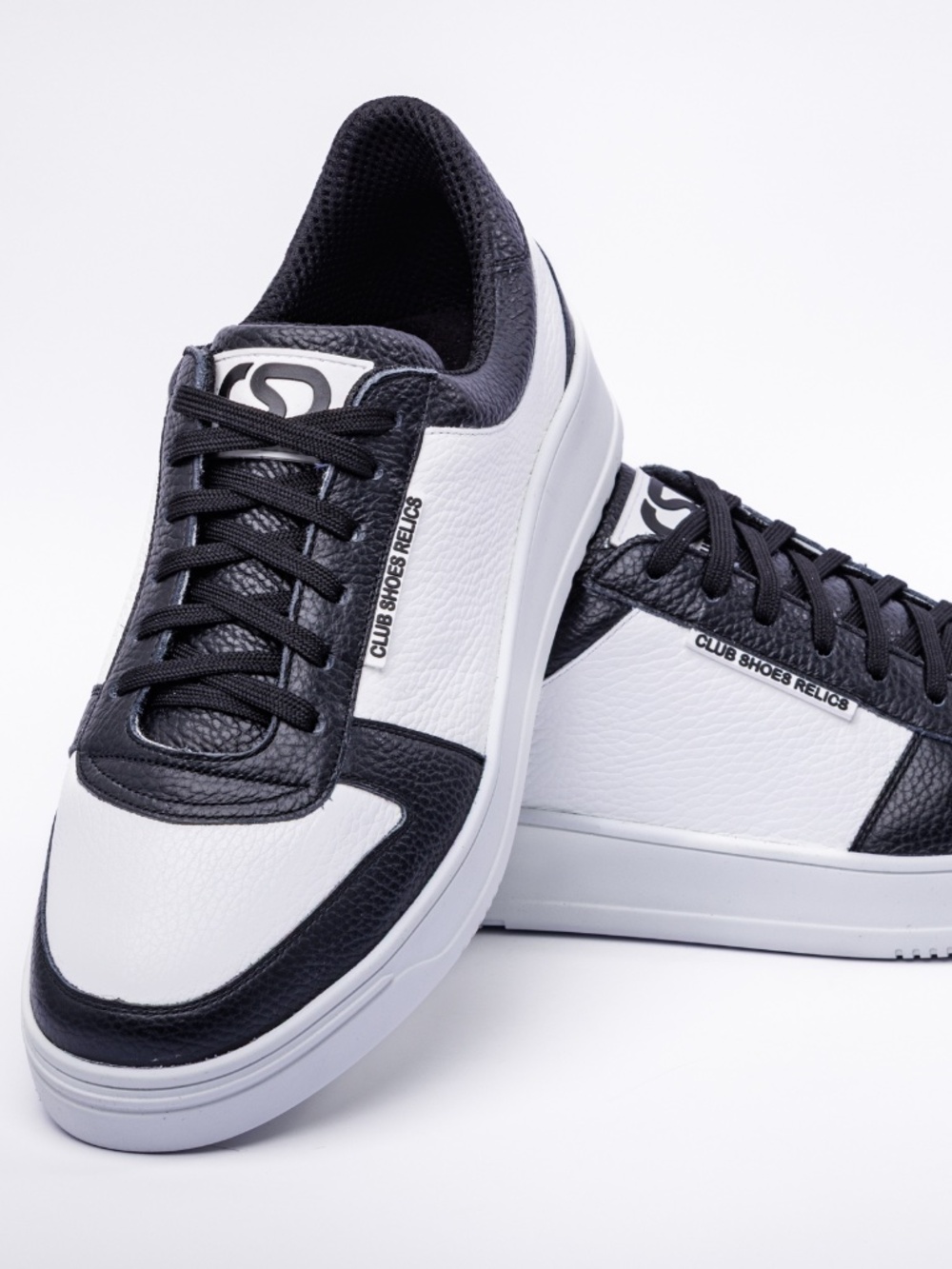Club Shoes Relics Men Premium Leather Sneaker White-Black "Newcastle"